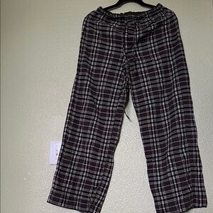 Free People Black Plaid Wide Leg Pants